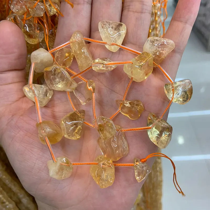 Yellow Citri Beads 15'' Freeform Faceted Cuboid DIY Loose Stone Beads