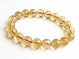 Yellow Citrine Round Beads Bracelet 8-12mm Brazil Stone