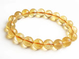 Yellow Citrine Round Beads Bracelet 8-12mm Brazil Stone