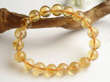 Yellow Citrine Round Beads Bracelet 8-12mm Brazil Stone