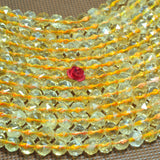 Natural Yellow Citrine Diamond Faceted Round Beads Gemstone Bracelet Necklace