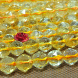 Natural Yellow Citrine Diamond Faceted Round Beads Gemstone Bracelet Necklace