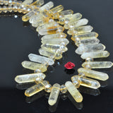 Natural Yellow Citrine Faceted Double Terminated Point Top Drilled Loose Beads