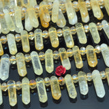 Natural Yellow Citrine Faceted Double Terminated Point Top Drilled Loose Beads