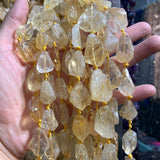 Natural Yellow Citrine Quartz Beads 15'' Irregular DIY Loose Beads