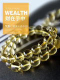 Natural Yellow Citrine Quartz Bracelet Round Beads 10mm - 13mm AAAAA