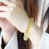 Natural Yellow Citrine Quartz Bracelet Round Beads 10mm - 13mm AAAAA