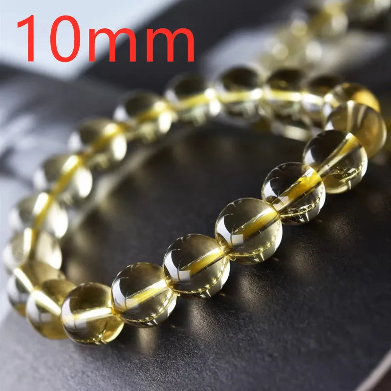 Natural Yellow Citrine Quartz Bracelet Round Beads 10mm - 13mm AAAAA