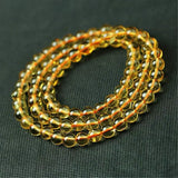 Yellow Citrine Quartz Bracelet 3 Laps Beads AAAAA 5mm 6mm 7mm