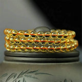 Yellow Citrine Quartz Bracelet 3 Laps Beads AAAAA 5mm 6mm 7mm