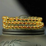 Yellow Citrine Quartz Bracelet 3 Laps Beads AAAAA 5mm 6mm 7mm