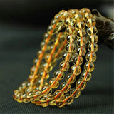 Yellow Citrine Quartz Bracelet 3 Laps Beads AAAAA 5mm 6mm 7mm
