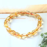 Yellow Citrine Quartz Crystal Bead Bracelet Stretch 9x7mm AAAAA