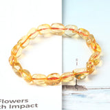 Yellow Citrine Quartz Crystal Bead Bracelet Stretch 9x7mm AAAAA