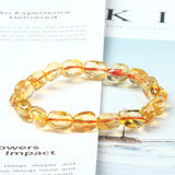 Yellow Citrine Quartz Crystal Bead Bracelet Stretch 9x7mm AAAAA