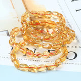 Yellow Citrine Quartz Crystal Bead Bracelet Stretch 9x7mm AAAAA