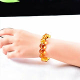Natural Yellow Citrine Quartz Faceted Beads Bracelet 8mm-14mm AAAAA