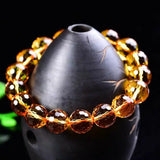 Natural Yellow Citrine Quartz Faceted Beads Bracelet 8mm-14mm AAAAA
