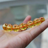 Natural Yellow Citrine Quartz Crystal Clear Faceted Round Beads Bracelet