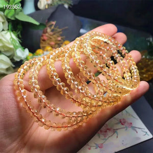 Natural Yellow Citrine Quartz Crystal Faceted Abacus Beads Bracelet