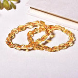 Natural Yellow Citrine Quartz Crystal Faceted Beads Bracelet 13x9mm