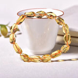 Natural Yellow Citrine Quartz Crystal Faceted Beads Bracelet 13x9mm