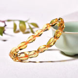 Natural Yellow Citrine Quartz Crystal Faceted Beads Bracelet 13x9mm