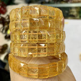 Yellow Citrine Stone Beads Bracelet Gemstone Jewelry Bangle For Women