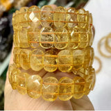 Yellow Citrine Stone Beads Bracelet Gemstone Bangle For Women/Men Gift