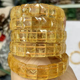 Yellow Citrine Stone Beads Bracelet Gemstone Jewelry Bangle For Women