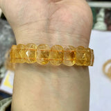 Yellow Citrine Stone Beads Bracelet for Women Men Gift