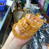 Yellow Citrine Stone Beads Bracelet Gemstone Bangle For Women/Men Gift