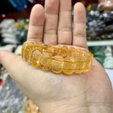Yellow Citrine Stone Beads Bracelet Gemstone Bangle For Women/Men Gift