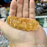 Yellow Citrine Stone Beads Bracelet for Women Men Gift