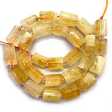 Natural Yellow Citrines Beads 15" Column Barrel Spacer DIY Loose Quartz Beads