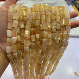 Natural Yellow Citrines Beads 15" Column Barrel Spacer DIY Loose Quartz Beads