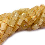 Natural Yellow Citrines Beads 15" Column Barrel Spacer DIY Loose Quartz Beads