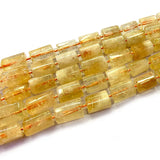 Natural Yellow Citrines Beads 15" Column Barrel Spacer DIY Loose Quartz Beads