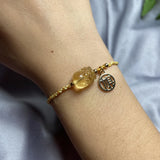 Yellow Citrines PIXIU Bracelet for Health Wealth Lucky Gift
