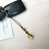 Yellow Citrines Money Bag Keychain Pendant Rope Lucky Feng Shui Hanging
