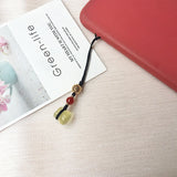 Yellow Citrines Money Bag Keychain Pendant Rope Lucky Feng Shui Hanging
