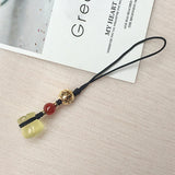 Yellow Citrines Money Bag Keychain Pendant Rope Lucky Feng Shui Hanging