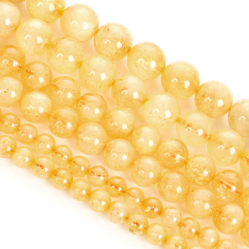 Smooth Citrine Round Crystal Beads for Jewelry Making 6/8/10MM