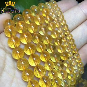 Yellow Crystal Citrine Quartz Beads Round Loose Spacer 4/6/8/10mm DIY Bracelet
