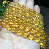 Yellow Crystal Citrine Quartz Beads Round Loose Spacer 4/6/8/10mm DIY Bracelet