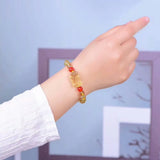 Yellow Crystal Pixiu Bracelet Citrine Gemstone Fengshui Wealth Protection