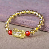 Yellow Crystal Pixiu Bracelet Citrine Gemstone Fengshui Wealth Protection