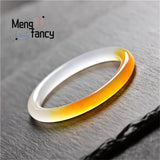 Natural Yellow Dragon Jade Round Bangle Charms Jewelry Set