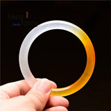 Natural Yellow Dragon Jade Round Bangle Charms Jewelry Set