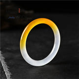 Natural Yellow Dragon Jade Round Bangle Charms Jewelry Set
